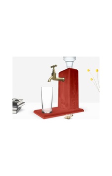 Bk Home Musluklu Doğal Ahşap Rakı Standı - Kiremit Kırmızı Bk Home Musluklu Doğal Ahşap Rakı Standı - Kiremit Kırmızı