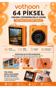 Mini Dijital Kamera 64mp 16x Digital Zoom 1.4 Ekranlı Video Kamera Taşınabilir Tasarım Turuncu Mini Dijital Kamera 64mp 16x Digital Zoom 1.4 Ekranlı Video Kamera Taşınabilir Tasarım Turuncu