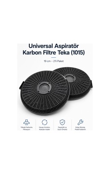 Universal Aspiratör Karbon Filtre Teka 1015 19 Cm / 2 Li Paket Siyah