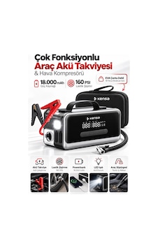 Kensa Hp-14 Oto Akü Takviye Cihazı 18000 Mah Powerbank Lastik Şişirme Kompresörü Şarjlı Araç Süpürge
