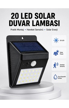 Su Geçirmez Ip65 20 Led Solar Sensörlü Bahçe Ve Veranda Aydınlatma Yeni Nesil - 4997 Su Geçirmez Ip65 20 Led Solar Sensörlü Bahçe Ve Veranda Aydınlatma Yeni Nesil - 4997