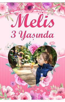 Kalpli Resimli Doğum Günü Afişi Pembe - 100x150 Cm Kalpli Resimli Doğum Günü Afişi Pembe - 100x150 Cm