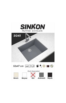 Sinkon Gri Granit Eviye 52 x 47 - Sg45 - Sinkon Sinkon Gri Granit Eviye 52 x 47 - Sg45 - Sinkon