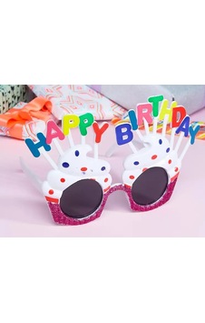 Happy Birthday Beyaz Fuşya Parti Gözlüğü Happy Birthday Beyaz Fuşya Parti Gözlüğü