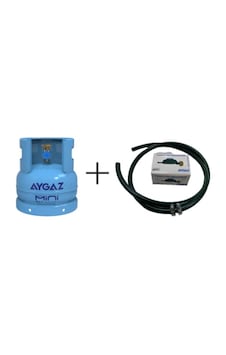 Aygaz Mini Karavan Tüpü + Vanalı Dedantör + 1.5 Metre Hortum 2 Mavi
