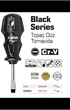 Sgs Topaç Tornavida 6 35 Düz Black Series Sgs664 Sgs Topaç Tornavida 6 35 Düz Black Series Sgs664