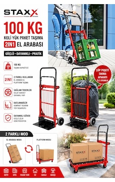 Staxx Ms410st 100kg Katlanır Koli Taşıma Arabası 2in1 Platform El Arabası Katlanabilir Yük Taşıma Staxx Ms410st 100kg Katlanır Koli Taşıma Arabası 2in1 Platform El Arabası Katlanabilir Yük Taşıma