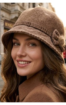 Tezzgelsin Kadın Fiyonk Ve Ekose Örgü Detaylı Kaşe Cloche Çan Şapka Camel Tezzgelsin Kadın Fiyonk Ve Ekose Örgü Detaylı Kaşe Cloche Çan Şapka Camel
