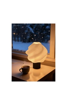 Modern Dalgalı Dekoratif Abajur Gece Lambası Beyaz Modern Dalgalı Dekoratif Abajur Gece Lambası Beyaz