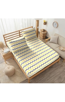 Ara Ölçü 120X200 Lastikli Çarşaf Takımı - Sarı Zikzak Desenli Ara Ölçü 120X200 Lastikli Çarşaf Takımı - Sarı Zikzak Desenli
