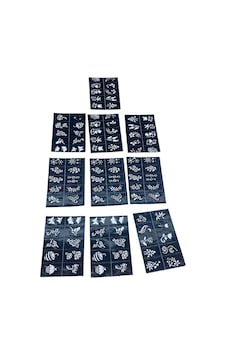 Çiçekli 10x14cm Tüp Kına Desen Çıkartma Şablonu 12 Parça