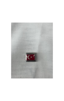 Türk Bayraklı Charm Çelik Takı Silver