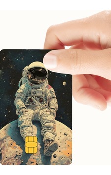 Ay Üzerinde Oturan Astronot Temalı Kredi Ve Banka Kartı Kaplama Sticker Standart Ay Üzerinde Oturan Astronot Temalı Kredi Ve Banka Kartı Kaplama Sticker Standart