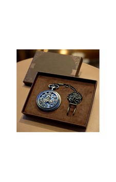 Köstekli Zincirli Cep Saati - Antika Bronz Görünümlü - Roma Rakamlı Motifli - Özel Kutulu - Pg4955 Köstekli Zincirli Cep Saati - Antika Bronz Görünümlü - Roma Rakamlı Motifli - Özel Kutulu - Pg4955