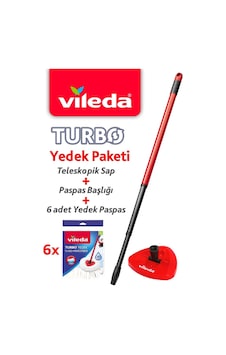 Vileda Turbo Sap + Classic Üçgen Başlık + Yedek Paspas 6'lı
