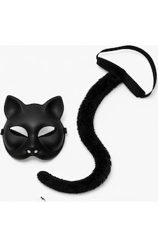 Siyah Kedi Maskesi Ve Peluş Kuyruk Kostüm Seti 70 Cm " Siyah Kedi Maskesi Ve Peluş Kuyruk Kostüm Seti 70 Cm "