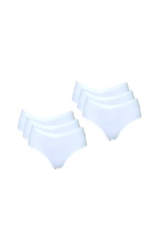 Bennur Kadın Beyaz Ribana Bato Geniş Kalıp Külot Ekonomik Paket 6'lı Beyaz Bennur Kadın Beyaz Ribana Bato Geniş Kalıp Külot Ekonomik Paket 6'lı Beyaz
