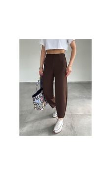 Paw Garage Kemersiz Balon Pantolon, 4 Mevsim, Krep Kumaş, Full Likralı Kahve Paw Garage Kemersiz Balon Pantolon, 4 Mevsim, Krep Kumaş, Full Likralı Kahve