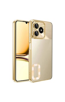 Realme C53 Kılıf Kamera Korumalı Logo Gösteren Zore Omega Kapak Gold