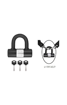 Motosiklet Zincir Kilitleme U Tipi 3 Anahtarlı Kilit 16mm