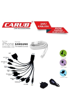 Carub Araç Şarjı 12-220 Apple Uyumlu iPhone -samsung Çoklu