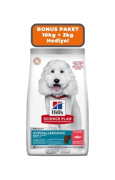 Hill's Scıence Plan Hipoalerjenik Yetişkin Orta Irk Somonlu Köpek Maması 10 Kg + 2 Kg