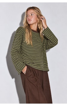 Hiccup Bıpantolon Kadın Oversize Çizgili Bisiklet Yaka Sweatshirt Yeşil Hiccup Bıpantolon Kadın Oversize Çizgili Bisiklet Yaka Sweatshirt Yeşil