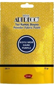 Artdeco Toz Kumaş Boyası 13gr Koyu Mor 2 Adet Ve 1 Adet Sabitleyici Koyu Mor Artdeco Toz Kumaş Boyası 13gr Koyu Mor 2 Adet Ve 1 Adet Sabitleyici Koyu Mor