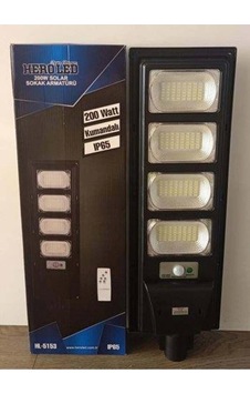 200 Watt Solar Sokak Armatürü Kumandalı Ip65 Siyah