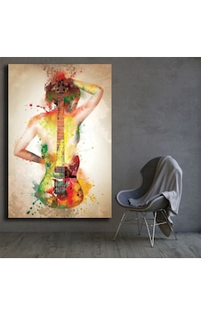 Kanvas Tablo Gitarlı Kadın