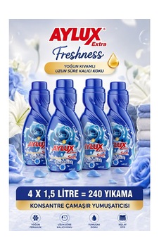 Freshness Extra Konsantre Çamaşır Yumuşatıcısı 4x1,5 L 240 Yıkama Yoğun Kıvamlı 4'lü Set