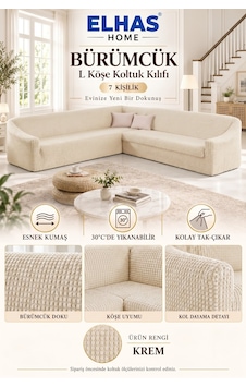 Bürümcük Eteksiz L Köşe Koltuk Örtüsü. 7 Kişilik Esnek, Köşe Koltuk Kılıfı. Toplam Uzunluk 550cm Krem - 796363643 Krem Bürümcük Eteksiz L Köşe Koltuk Örtüsü. 7 Kişilik Esnek, Köşe Koltuk Kılıfı. Toplam Uzunluk 550cm Krem - 796363643 Krem