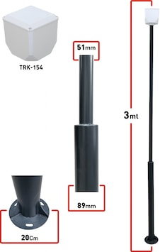 Trk-300-x+154 / 3 Mt 89x51x2mm Metal Direk + Trk-154 Küp İle Birlikte 7016 Düz Mat Antrasit Fırın Boyalı Trk-300-x+154 / 3 Mt 89x51x2mm Metal Direk + Trk-154 Küp İle Birlikte 7016 Düz Mat Antrasit Fırın Boyalı