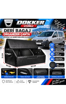 Dacia Dokker Uyumlu Oto Bagaj Organizeri Deri Bagaj Kutu Çanta 1