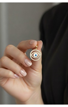 Göz Model Zirkon Taşlı Kolye Ucu Gold 14k Renk, Alerji Karşıtı Çok renkli Göz Model Zirkon Taşlı Kolye Ucu Gold 14k Renk, Alerji Karşıtı Çok renkli