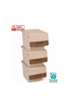 3 Katlı Tekerlekli Kapaklı Saklama Kutusu, Eşya Ve Erzak Organizer 3x12 Litre Kahverengi Bej Bej 3 Katlı Tekerlekli Kapaklı Saklama Kutusu, Eşya Ve Erzak Organizer 3x12 Litre Kahverengi Bej Bej