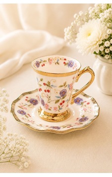 6 Kişilik Porselen Eleanor Mor Kahve Fincanı-5960
