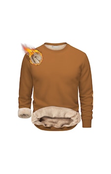 Ghassy Co. Erkek Ultra Termal Sherpa Peluş Astarlı Bisiklet Yaka Sweatshirt Tarçın Ghassy Co. Erkek Ultra Termal Sherpa Peluş Astarlı Bisiklet Yaka Sweatshirt Tarçın