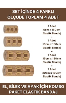 Elastik Bandaj Seti 4 Lü 1x6cm+1x10cm+1x15cm+1x20cm 16 Klipsli 4,5 Metreye Kadar Uzar, Spor Ve Günlük Kullanım Elastik Bandaj Seti 4 Lü 1x6cm+1x10cm+1x15cm+1x20cm 16 Klipsli 4,5 Metreye Kadar Uzar, Spor Ve Günlük Kullanım
