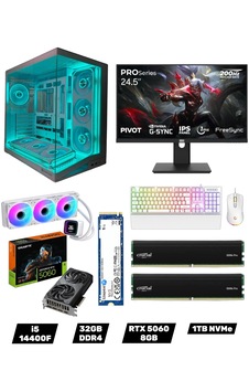 Gameline SYMOONPC0055 i5-14400F 32 GB 1 TB SSD RTX5060 24.5" Free Dos Masaüstü Oyuncu Bilgisayarı