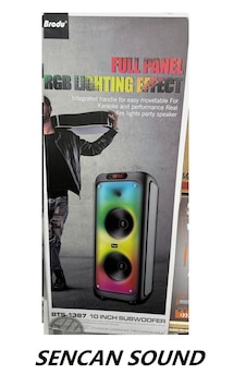 Brodu Bts-1387 Karaoke Hoparlör Ses Sistemi Kablosuz Mikrofonlu Bluetooth Hoparlör Rgb Party Box 70 Watt 2x10 Inç