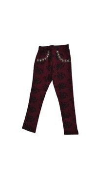 Timi Kids Kız Çocuk Tayt Kışlık Kalın Dokuma Kumaş Cebi Boncuklu Bordo 8-9 Bordo