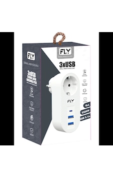 Fly 3400-01, 1 Soket, 2 Usb, 1 Type-c, Akım Korumalı Priz, 2.1a, Beyaz Fly 3400-01, 1 Soket, 2 Usb, 1 Type-c, Akım Korumalı Priz, 2.1a, Beyaz