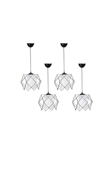 Trend Kitchen Tasarım Beyaz Mika Camlı Avize Siyah 4 Adet Beyaz - Siyah