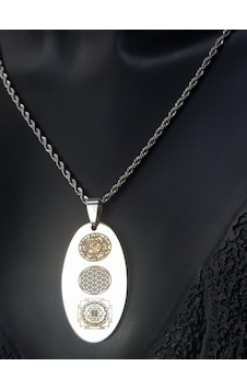 Vog Üçlü Mucize Hz.süleymanın Mührü,yaşam Çiçeği V Sri Yantra Sarı Renk Çelik Kolye Sarı Vog Üçlü Mucize Hz.süleymanın Mührü,yaşam Çiçeği V Sri Yantra Sarı Renk Çelik Kolye Sarı