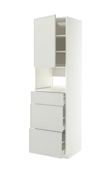 Fırın-mikrodalga Fırın Boy Dolabı, Aspudden Açık Gri, 60x60x220 Cm, 1 Kapaklı Ve 3 Çekmeceli Fırın-mikrodalga Fırın Boy Dolabı, Aspudden Açık Gri, 60x60x220 Cm, 1 Kapaklı Ve 3 Çekmeceli