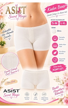 Asist Secret Magic Asm1331 Kadın Ekru Pamuklu Önü Dantel Şerit Şort Boxer Asist Secret Magic Asm1331 Kadın Ekru Pamuklu Önü Dantel Şerit Şort Boxer