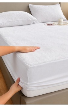Kadife Kumaş Battal Boy Fitted Lastikli Çarşaf Takımı 200x200+30 Cm Beyaz