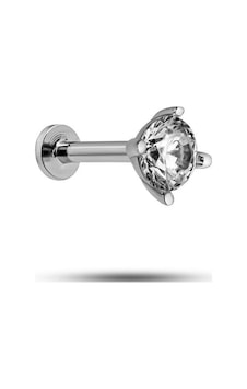 925 Ayar Gümüş Rodyumlu Minimal 4 Mm Tek Taş Tragus Piercing Küpe Gümüş 925 Ayar Gümüş Rodyumlu Minimal 4 Mm Tek Taş Tragus Piercing Küpe Gümüş
