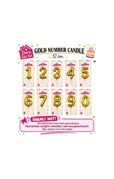 1 Yaş Doğum Günü Rakam Sayılı Pasta Mumu Gold Renk Rakam Mum